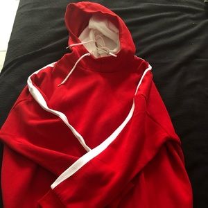 Red and white hoodie